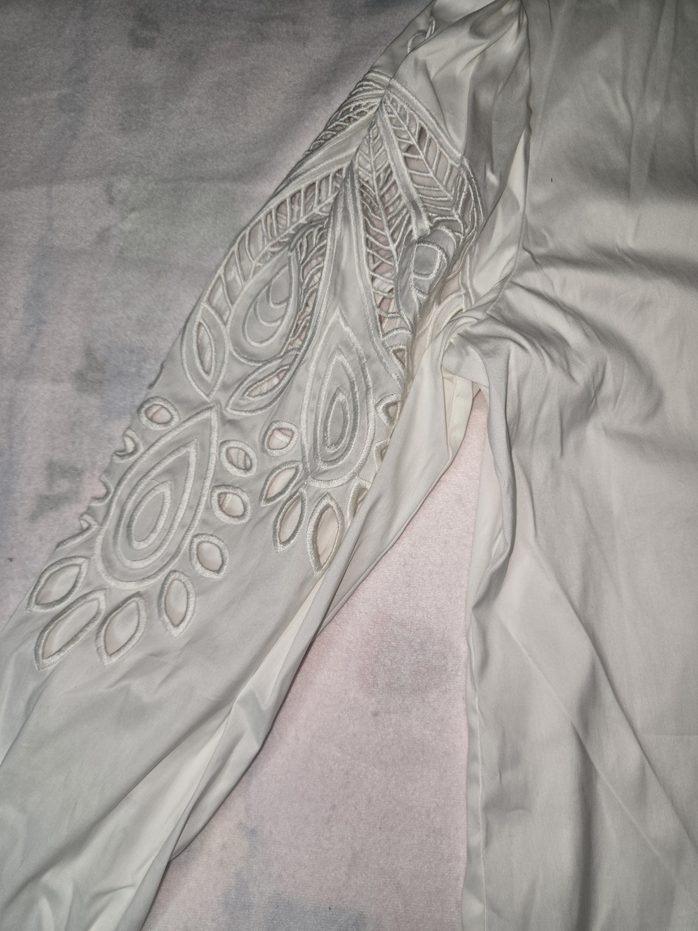 Chico's White Button-Front Shirt with Eyelet Cutout Sleeves - Picture 10 of 11
